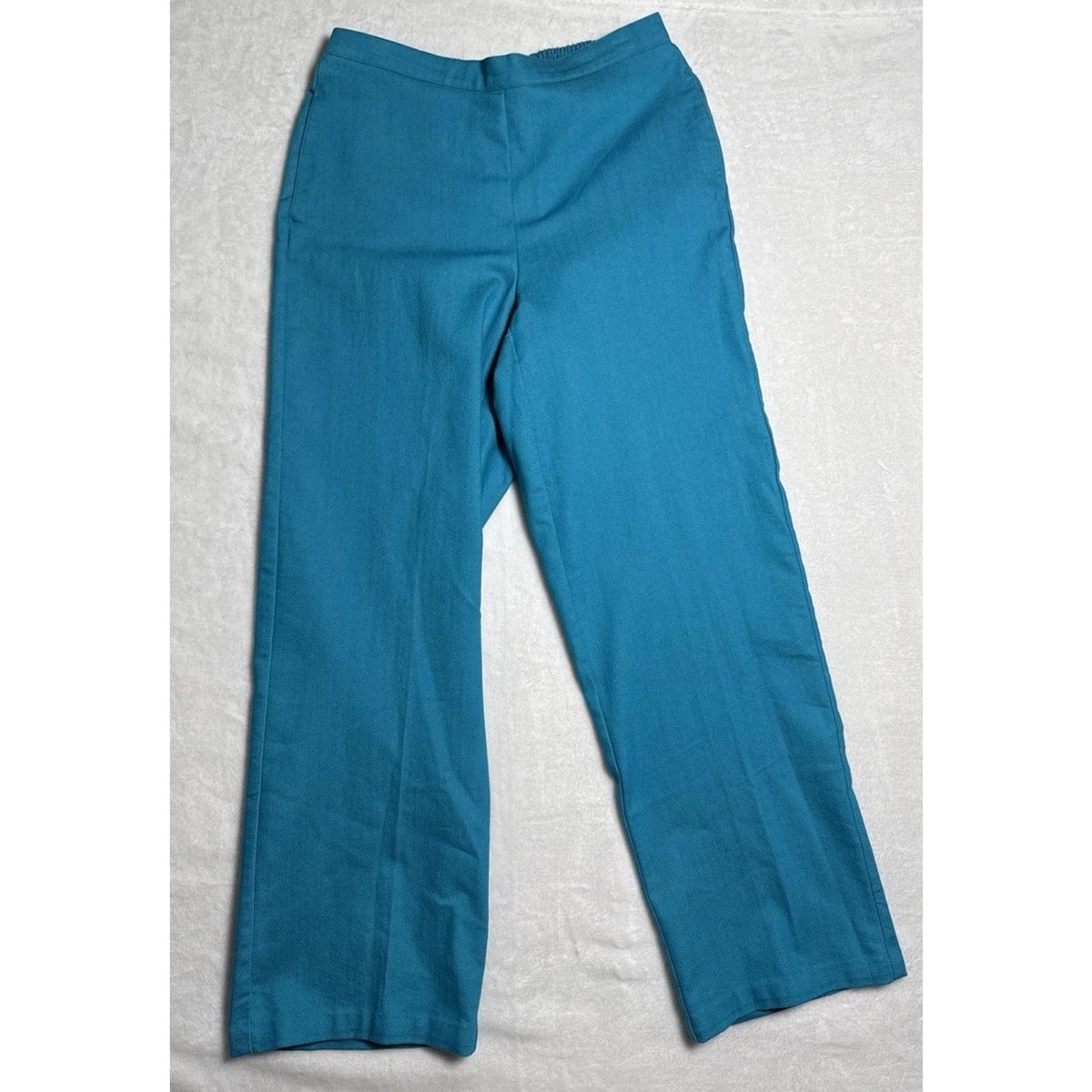 Alfred Dunner Petite 10P Turquoise Stretch Denim Jeans PullOn Straight Leg Pants