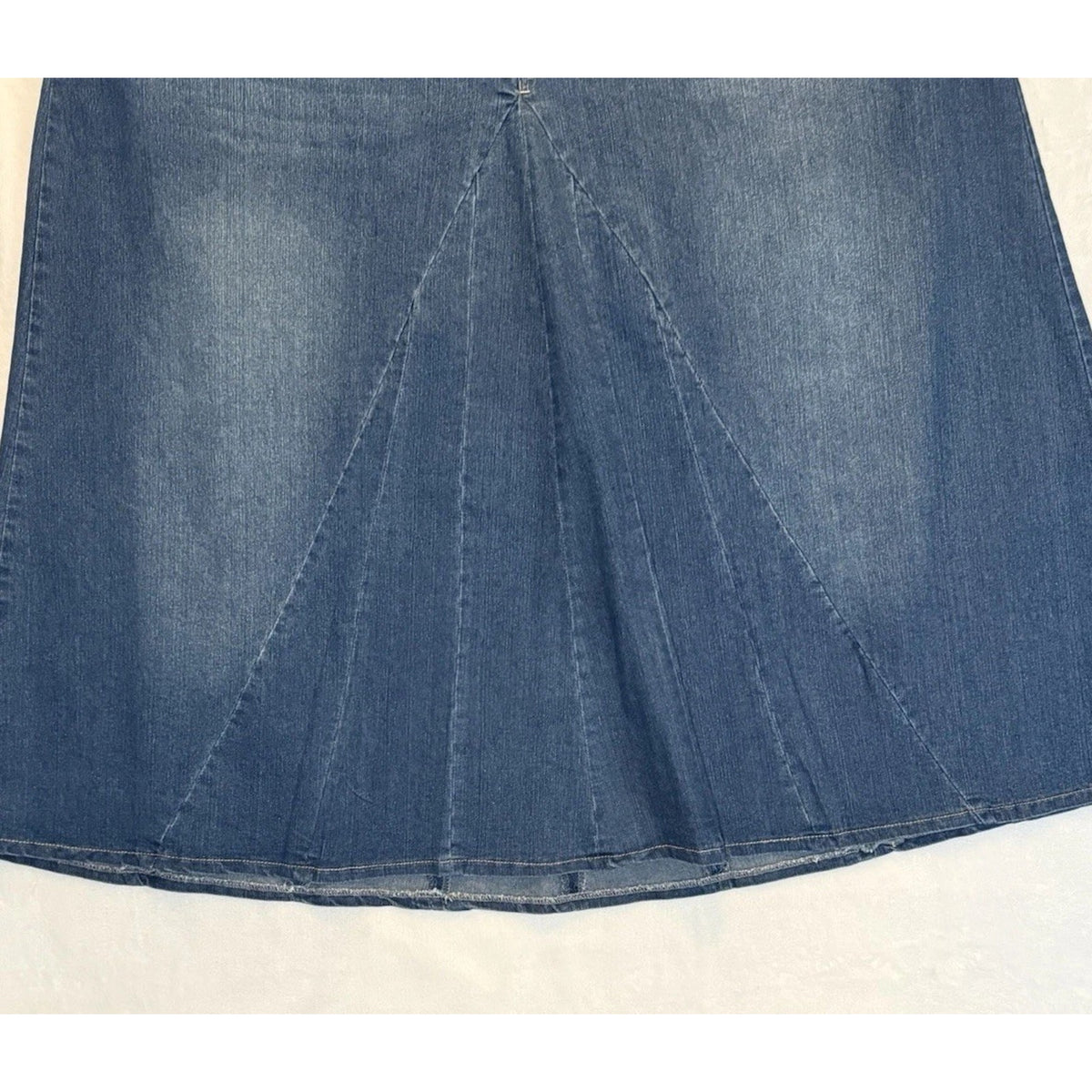 Jessica London Women Blue Jean Denim Skirt Size 28 Zip Button Front Cotton Blend