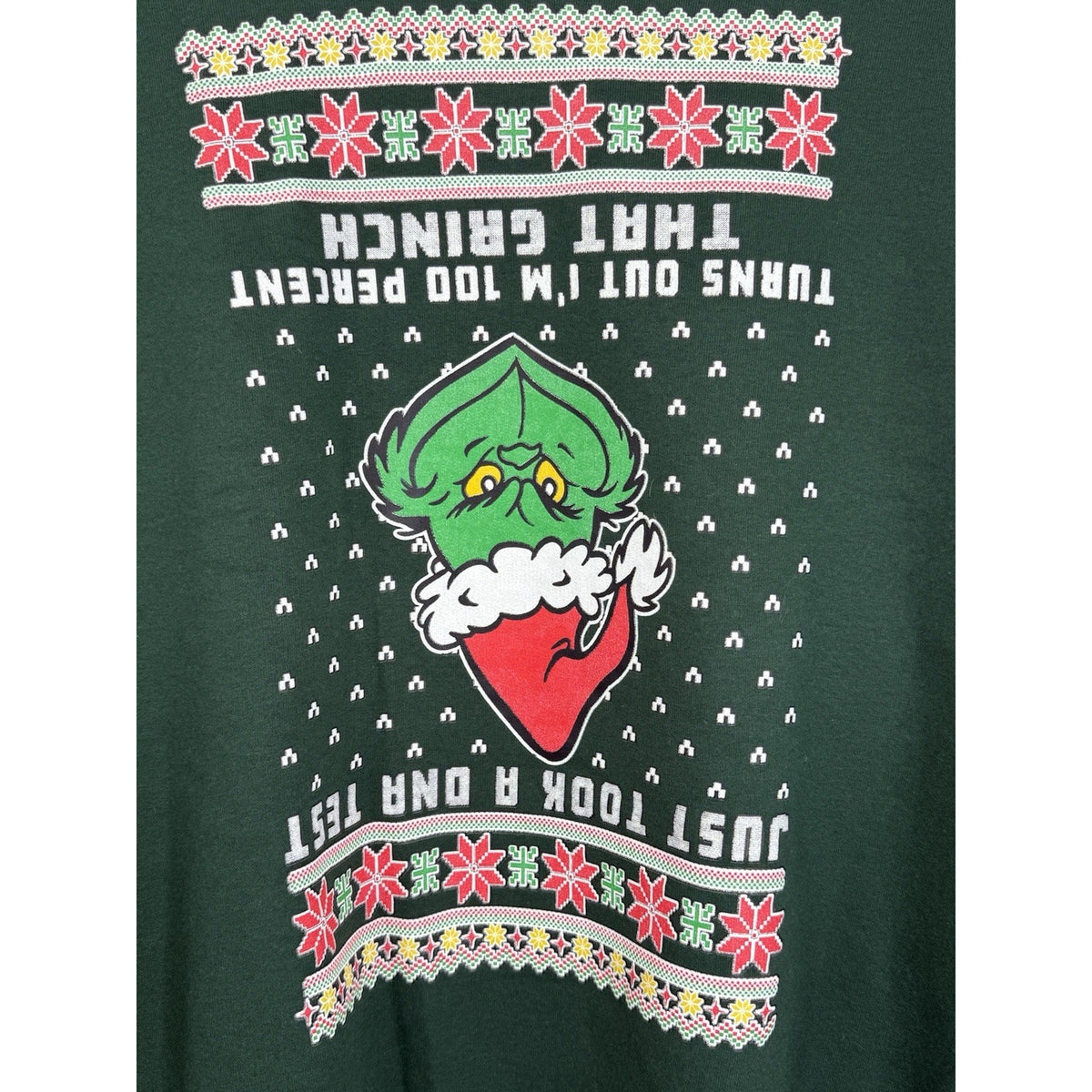 Grinch Christmas Sweatshirt Adult XL Green Ugly Christmas Sweater Style Jerzees