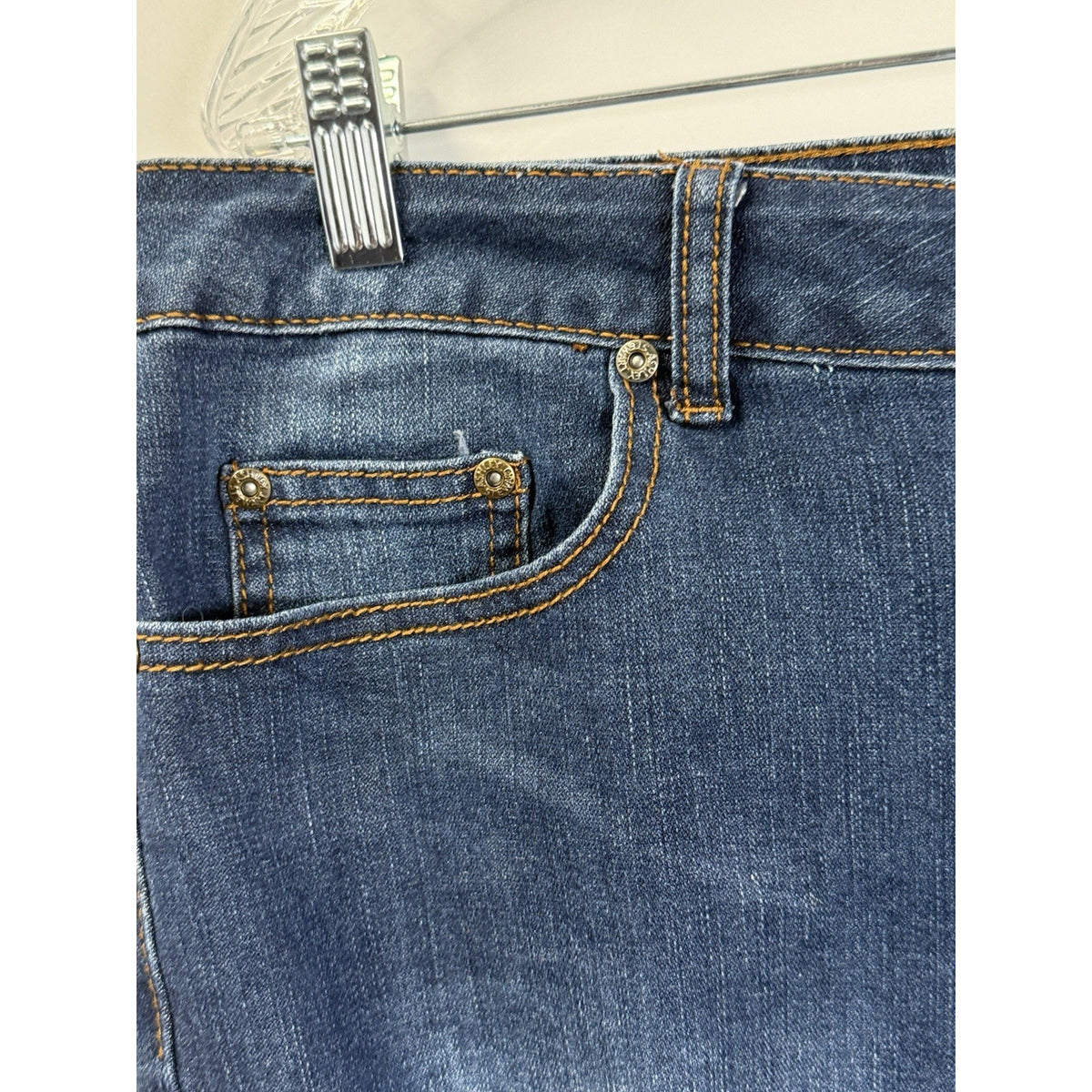 Ashley Stewart Plus Size 16 Distressed Denim Bermuda Shorts Raw Hem Grunge