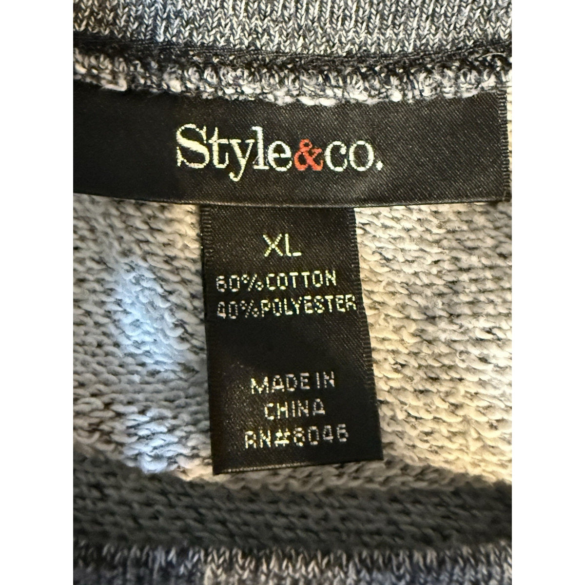 Style & Co Gray Studded Colorblock Top 3/4 Sleeve Comfy Casual Size XL