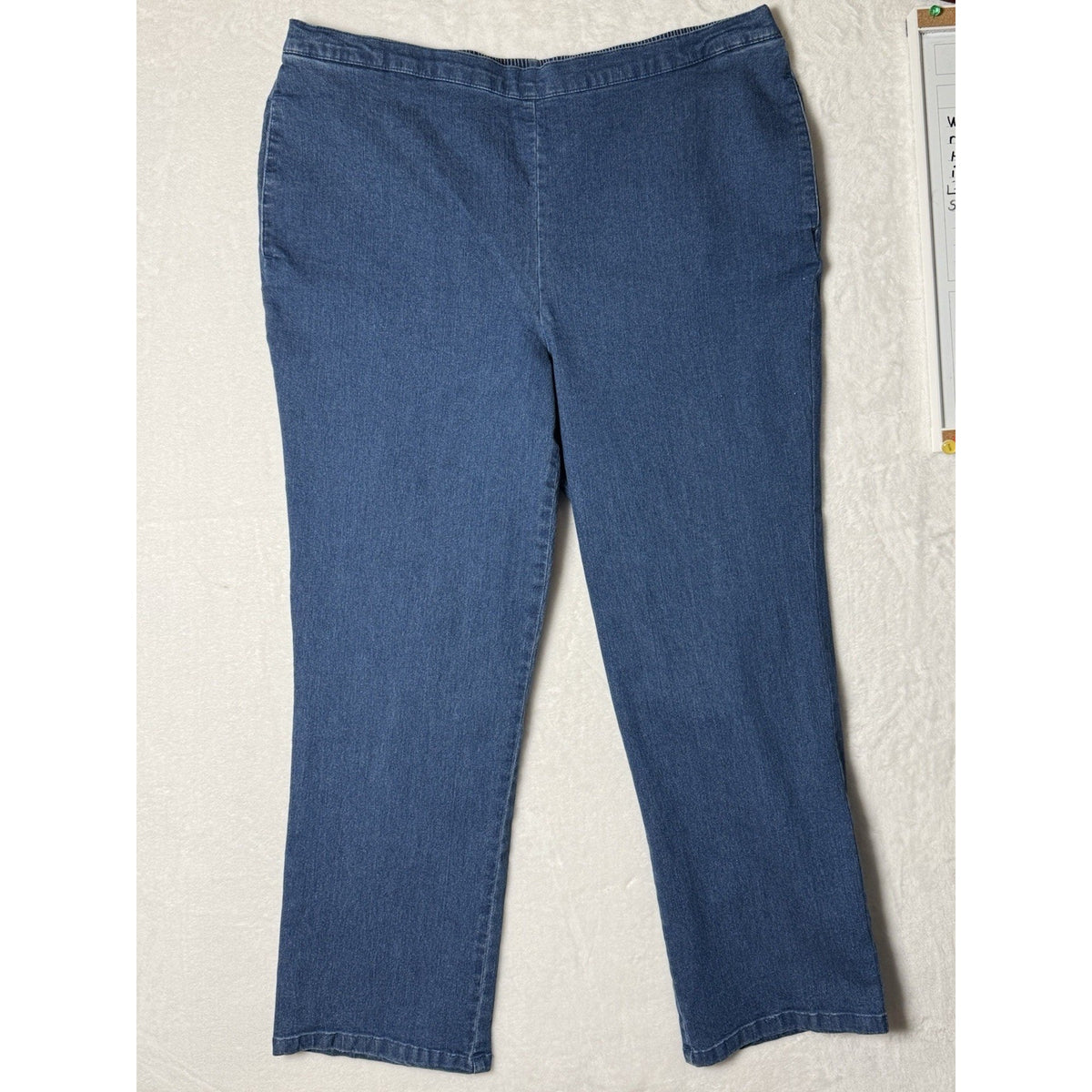 Alfred Dunner Womens 18 Pull On Denim Jeans Blue Elastic Waist Straight Leg