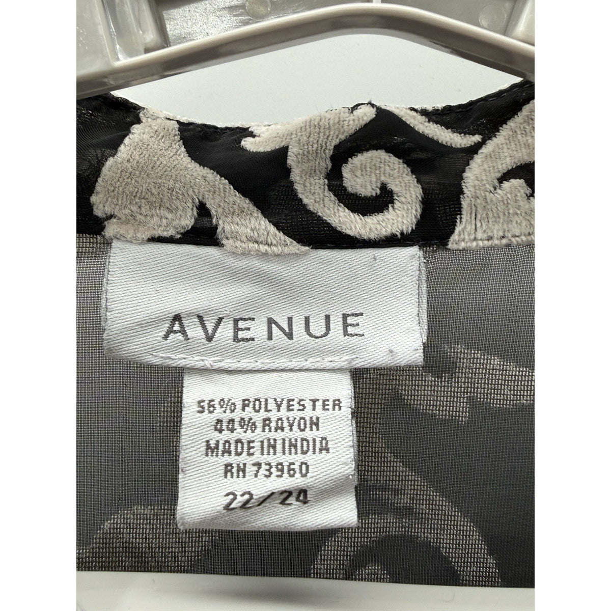 Avenue 22/24 Sheer Floral Embroidered Blouse Black Ivory Romantic Whimsigoth