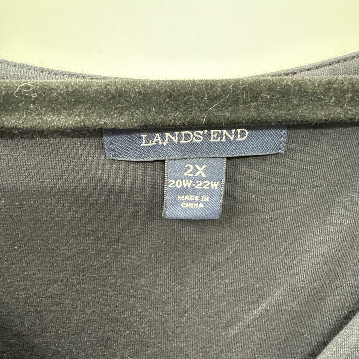 Lands’ End Plus Size 2X Faux Wrap Knit Dress Black Casual Sleeveless