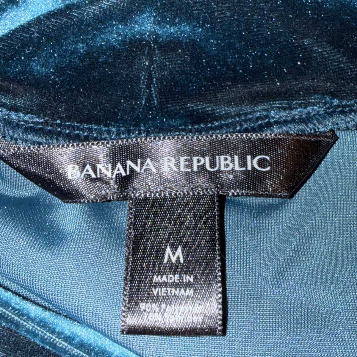 Banana Republic Mockneck Velvet Shirt Dark Teal size Medium womens