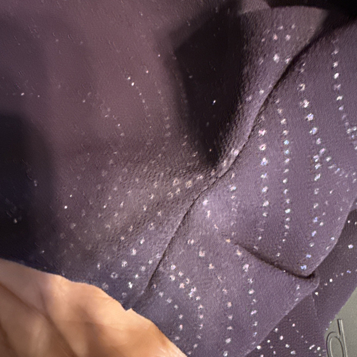R&M Richards Size 12 Purple Sheer Beaded Glitter Open Front Jacket USA