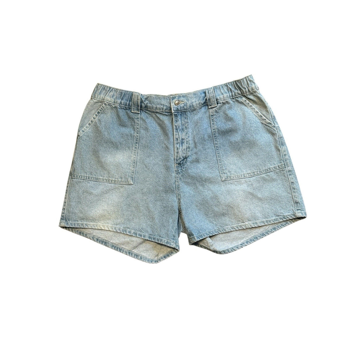 Wax Jean 3X Denim Shorts Light Wash Elastic Back Waist Cotton Casual