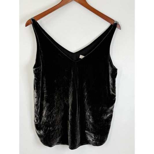 LOFT Black-Velvet V-Neck Sleeveless Camisole Tank Top Women’s Size S