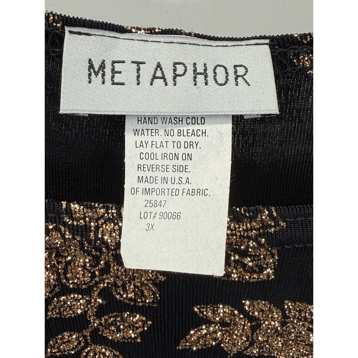 Metaphor Gold Floral Glitter Tank Top Black Slinky Sleeveless Evening Blouse