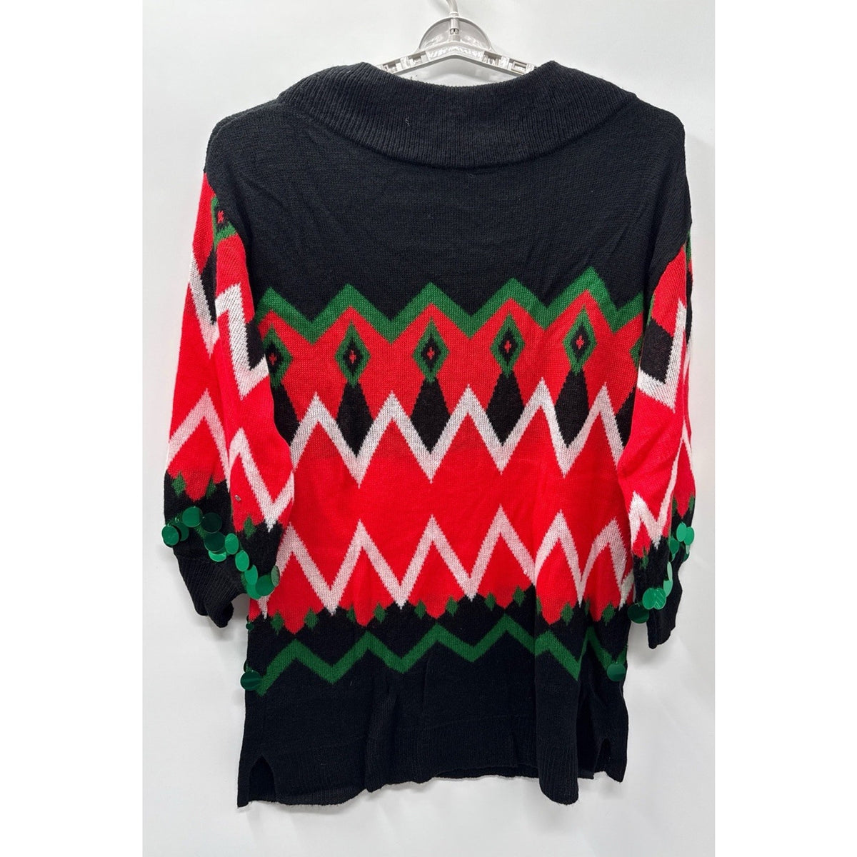 Holiday Time Sweater Tunic Womens XL 16-18 Multicolor Sequin Ugly Christmas Top