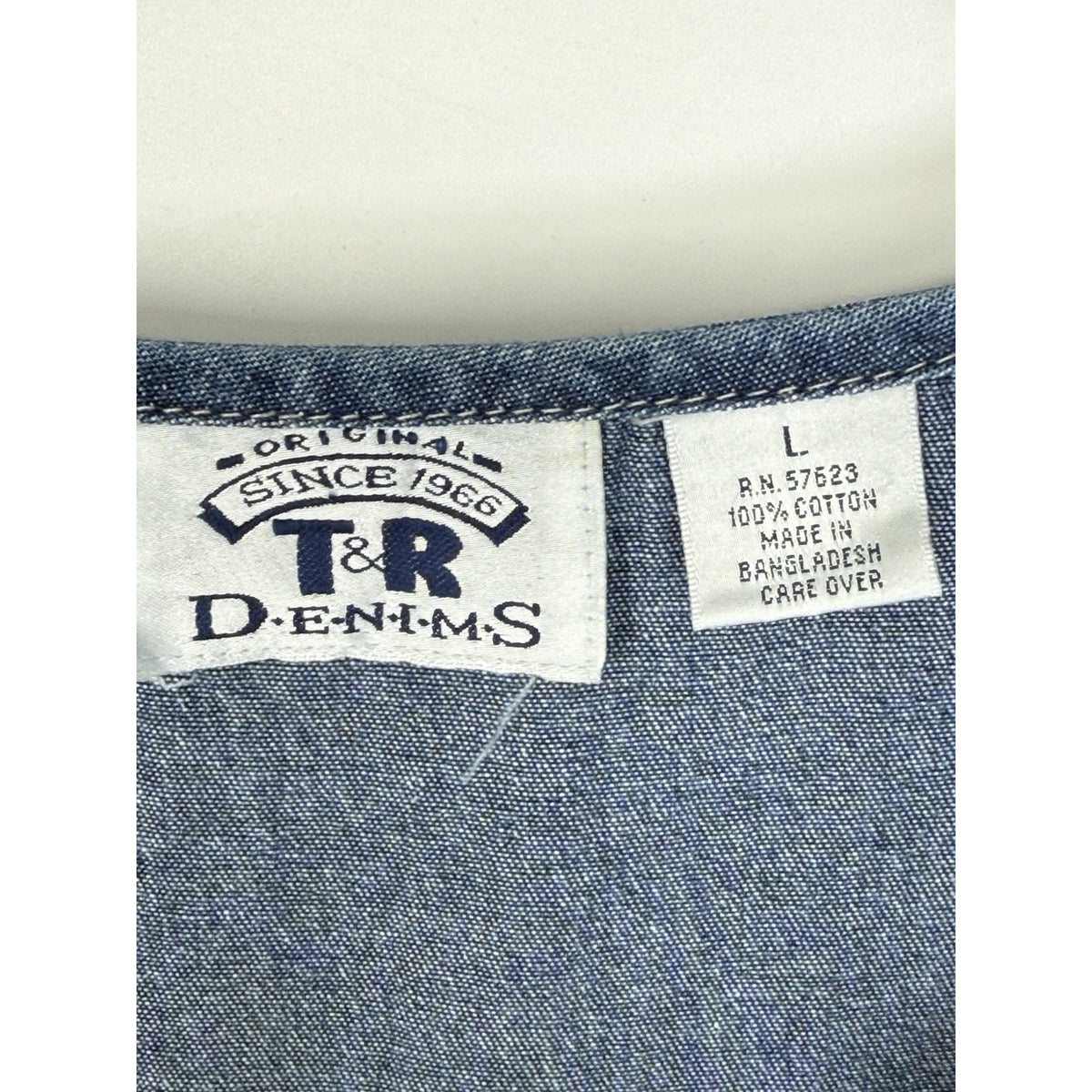 T&R Denims Embroidered Denim Sleeveless Midi Dress Womens L Button Front Vintage