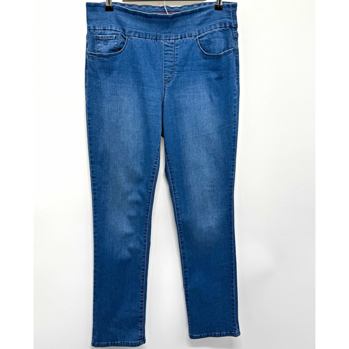 Gloria Vanderbilt Women's Pull On Stretch Straight Blue Denim Jeans 12
