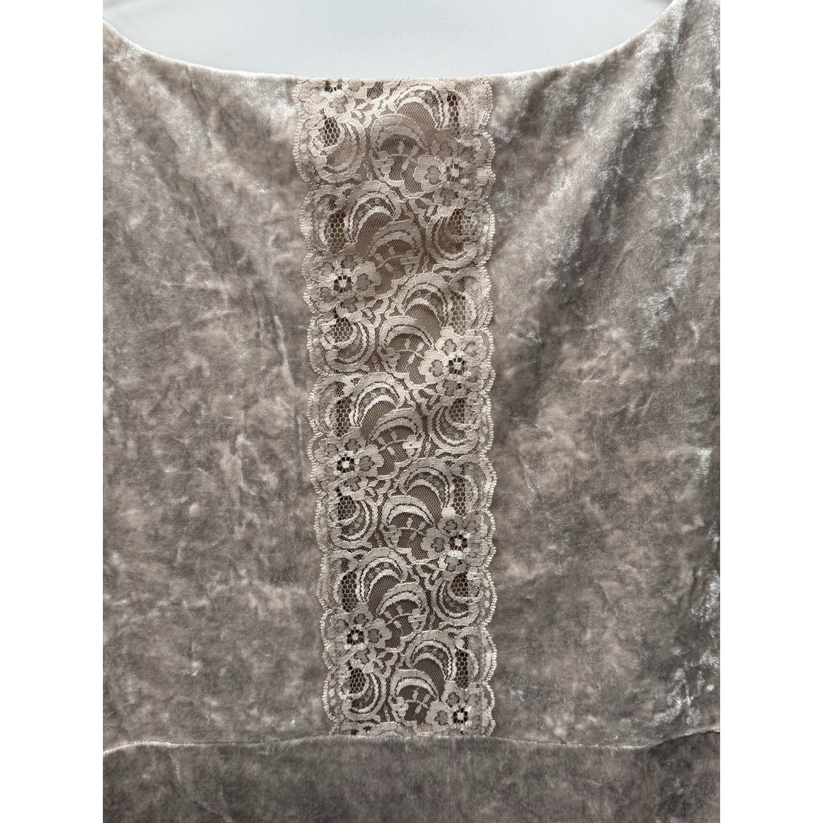 Zac & Rachel XL Crushed Velvet Sleeveless Blouse Lace Back V Neck Champagne