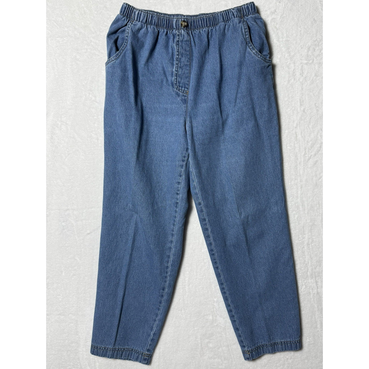 Kim Rogers Women's Petite 8P Blue Medium Wash High Rise Elastic Waist Tapered
