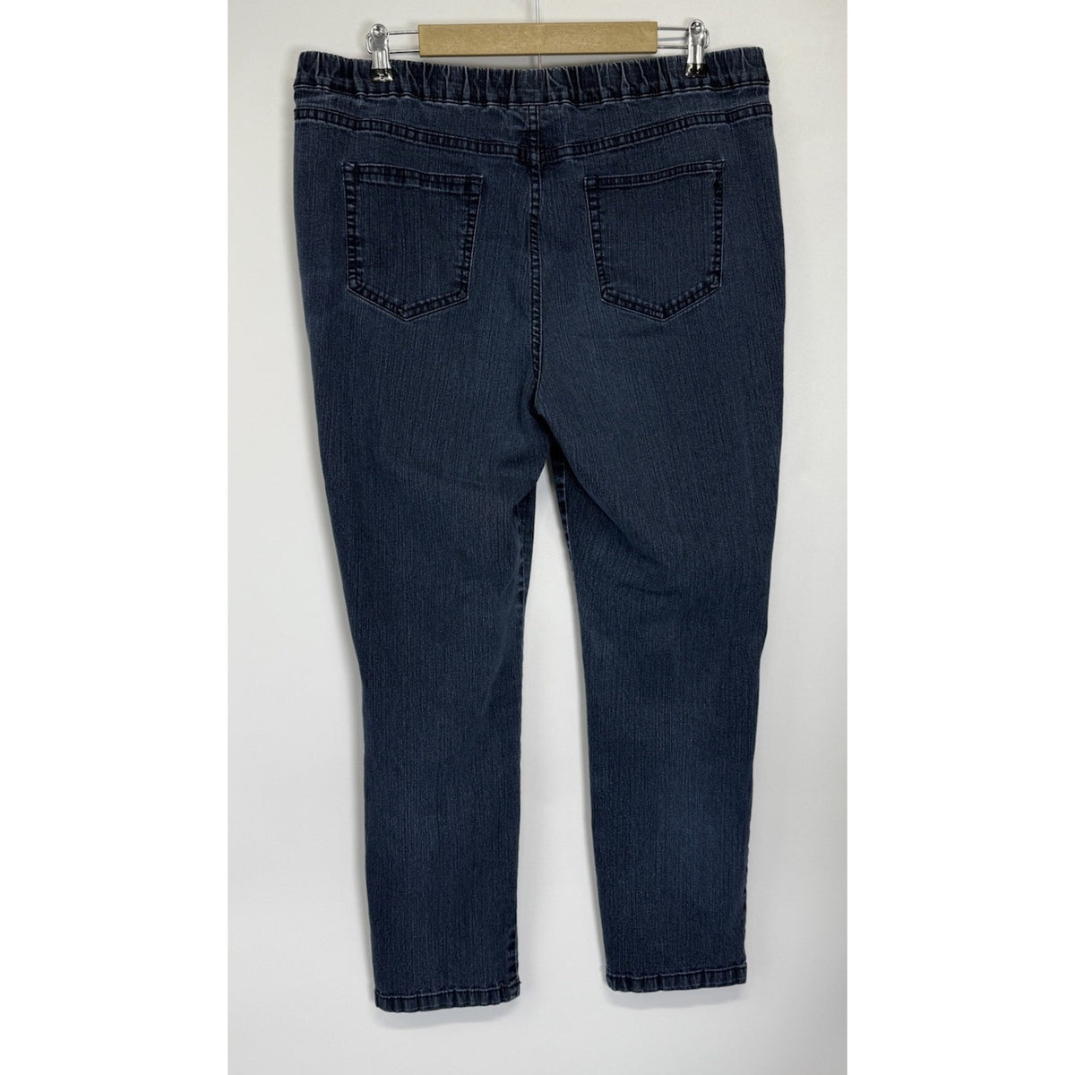 Denim & Co. Original Waist Stretch Regular Side Pocket Pant-Core LARGE