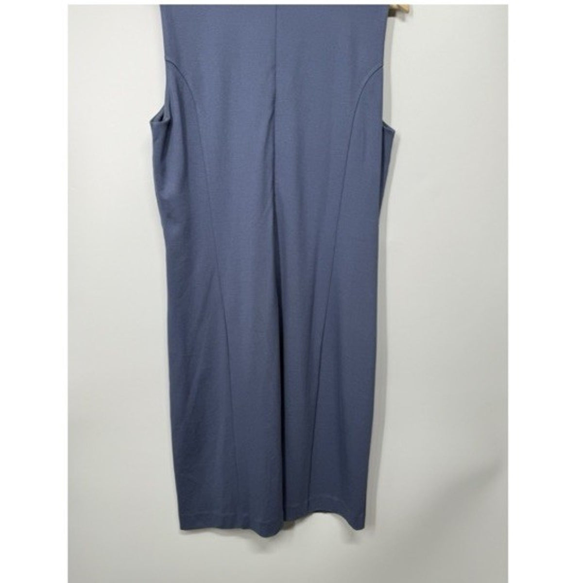 Ann Taylor Factory Sheath Dress Size 14 Blue Sleeveless Lined Back Slit Career