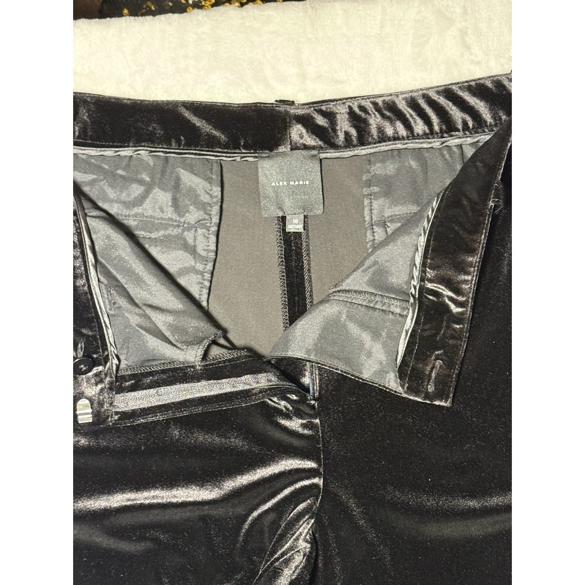 Alex Marie Velvet Pants Womens 16 Black Stretch Bootcut Trouser Holiday Party