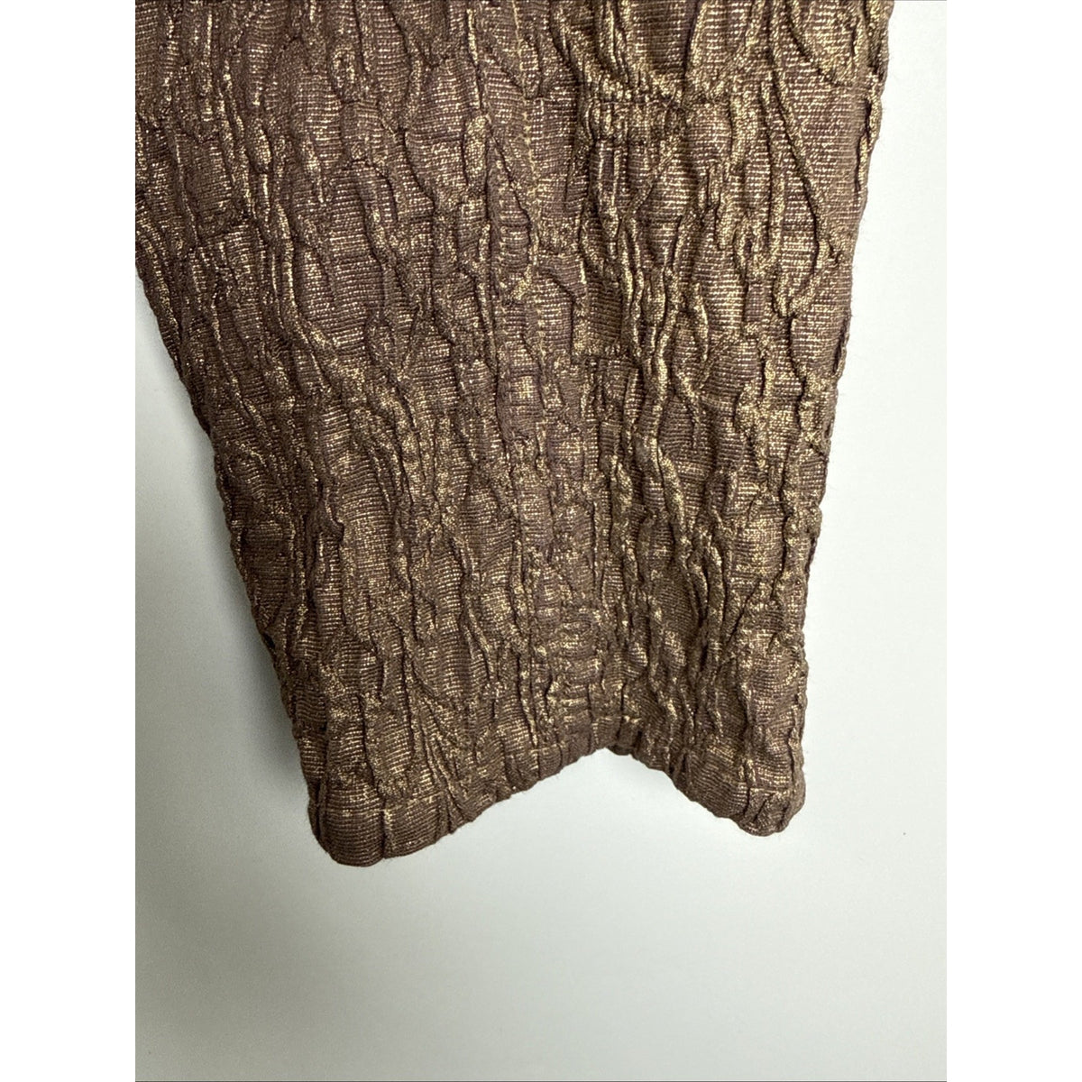 Chico's 2 Women's Metallic Gold Bronze Crinkle Texture Full Zip Jacket Coat Top