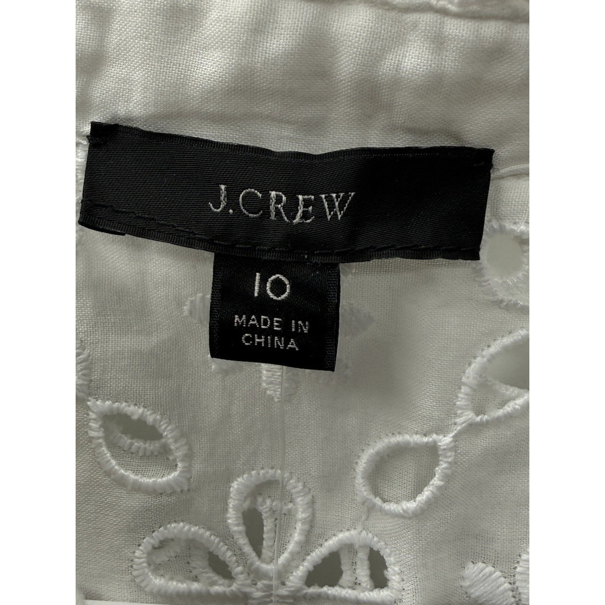 J.Crew Eyelet Lace Button Front Blouse Womens 10 White NWT Floral Long Sleeve