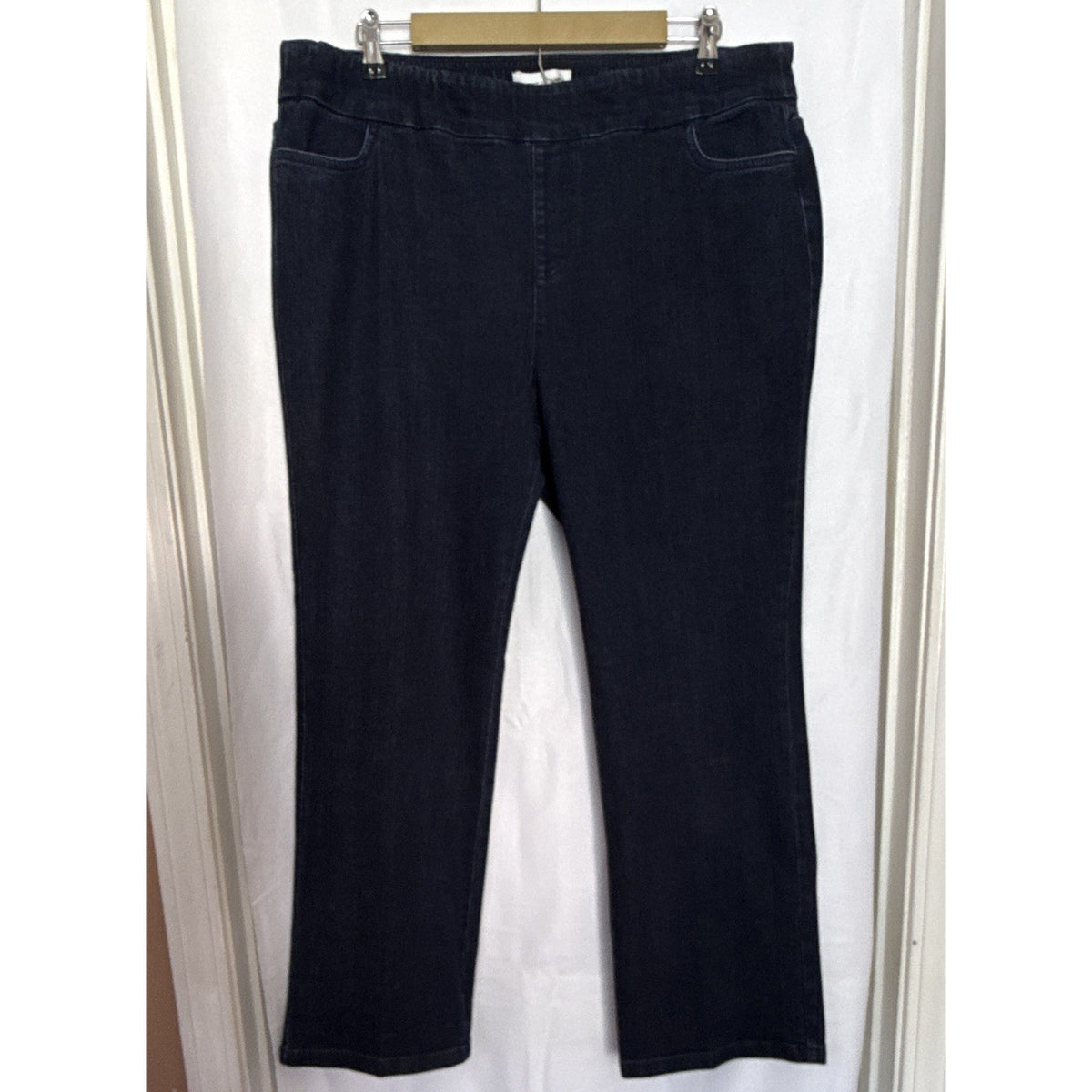 Draper's & Damon's Women’s Petite PXL Black Denim Pull On Straight Leg Pants