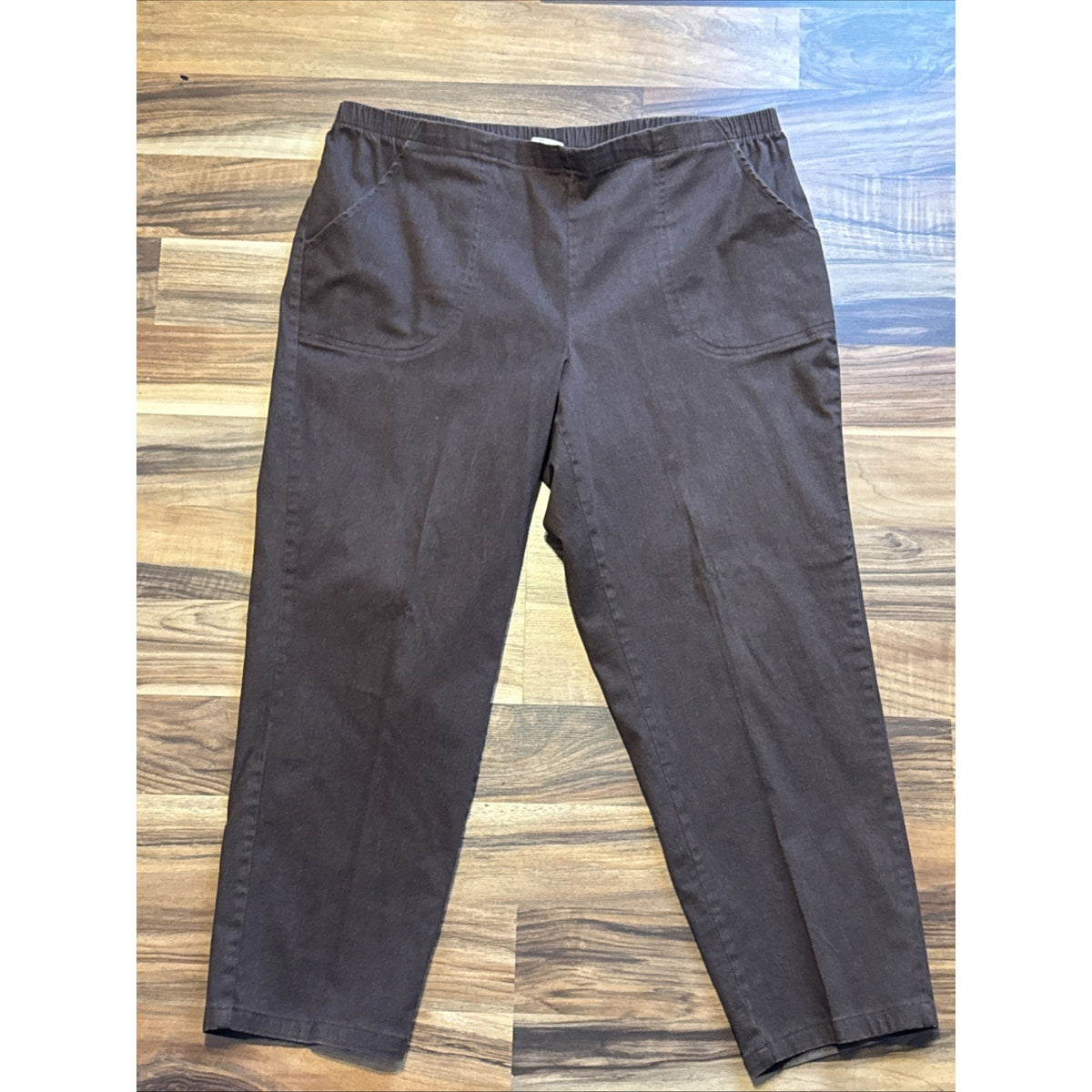 Just My Size Elastic Waist Pull-On Cotton Stretch Pants 2X Brown