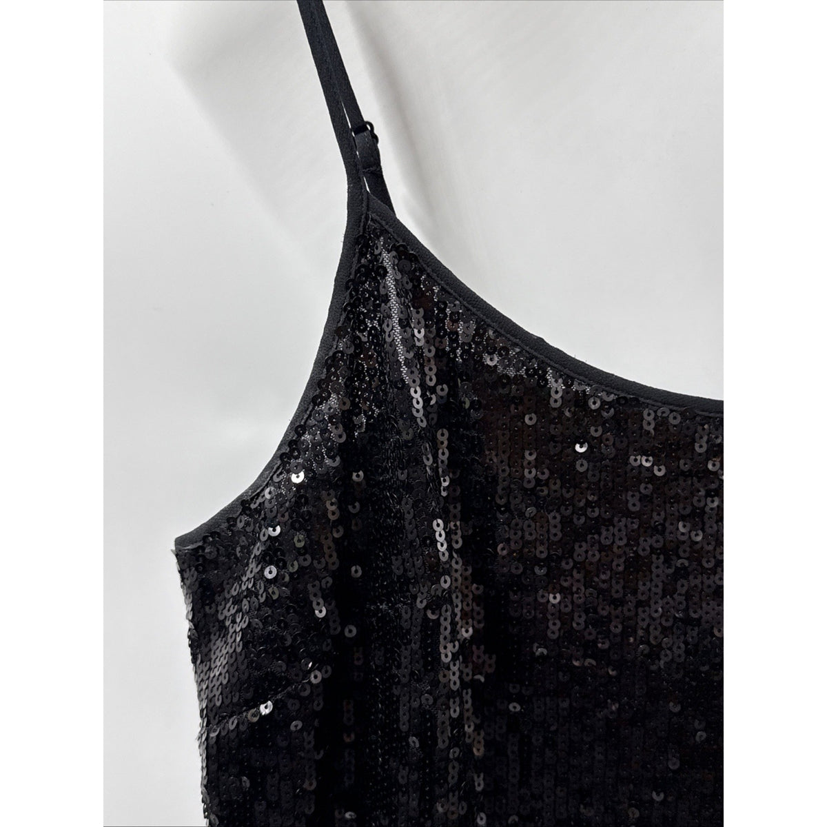 Talbots Petites Tank Top Womens Size 12P Black Sequined Spaghetti Strap Lined