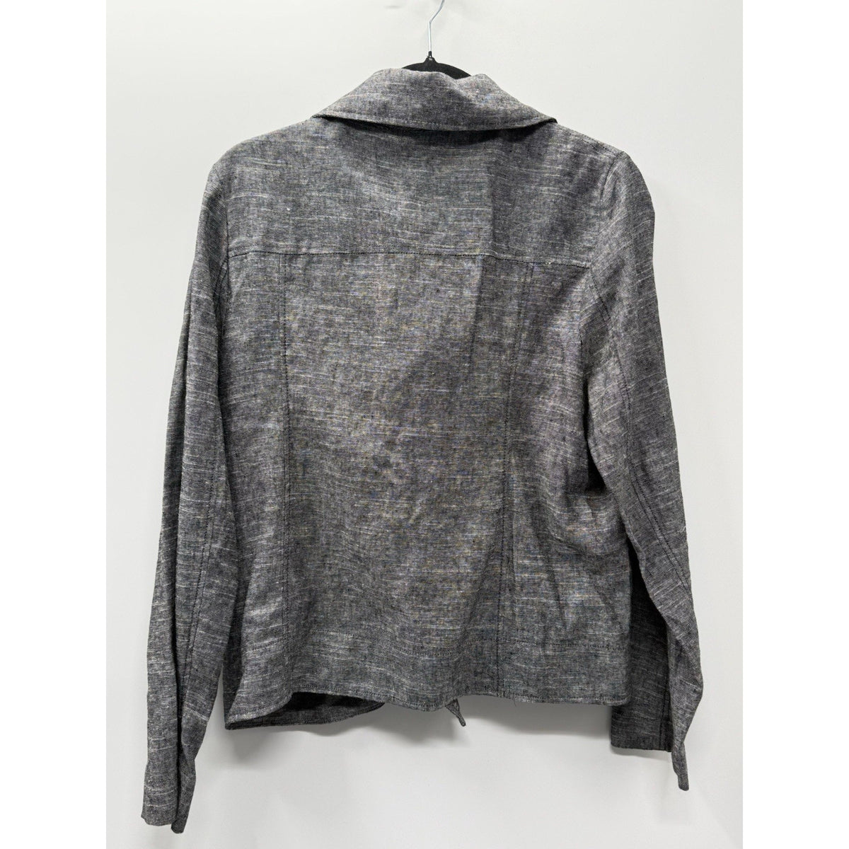 MAX STUDIO Linen Blend Moto Jacket Women’s L Gray Asymmetrical Zip