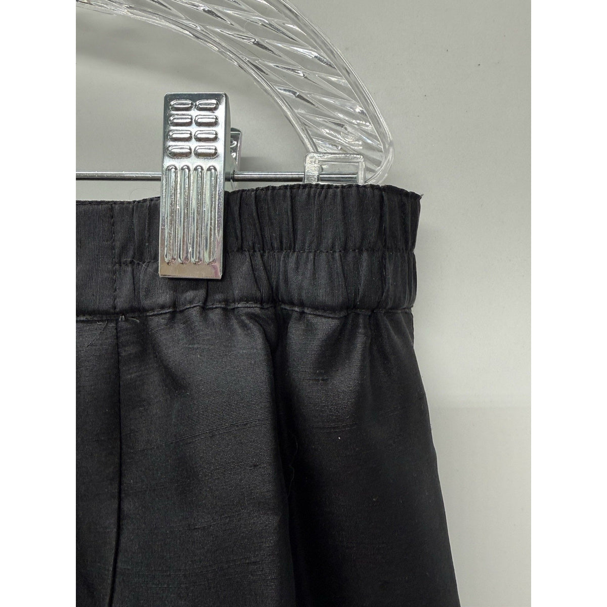 ISC Womens Silk Pants Black Embroidered Leg Side Slit Sz L, Lined