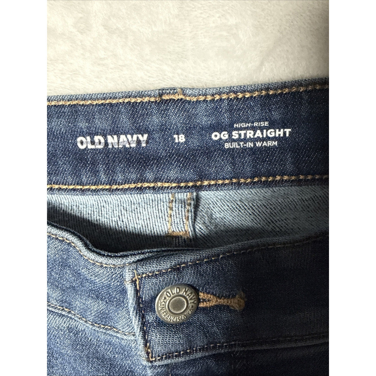 Old Navy Blue Denim Jeans Women OG Straight High Rise Pants Size 18 5 Pockets