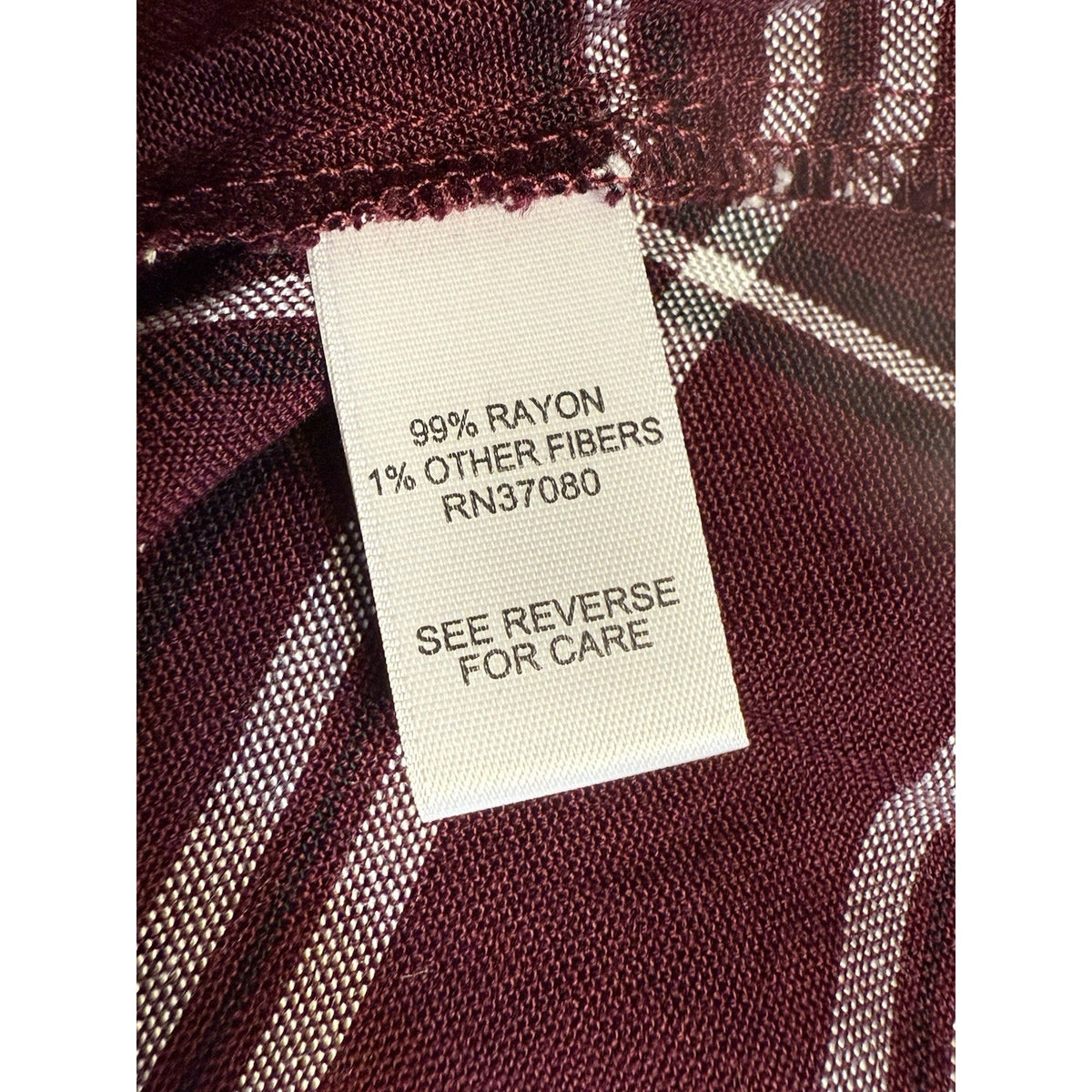 Cato Plaid Bell Sleeve Tunic Top Burgundy Button Front Women’s 22/24W Rayon