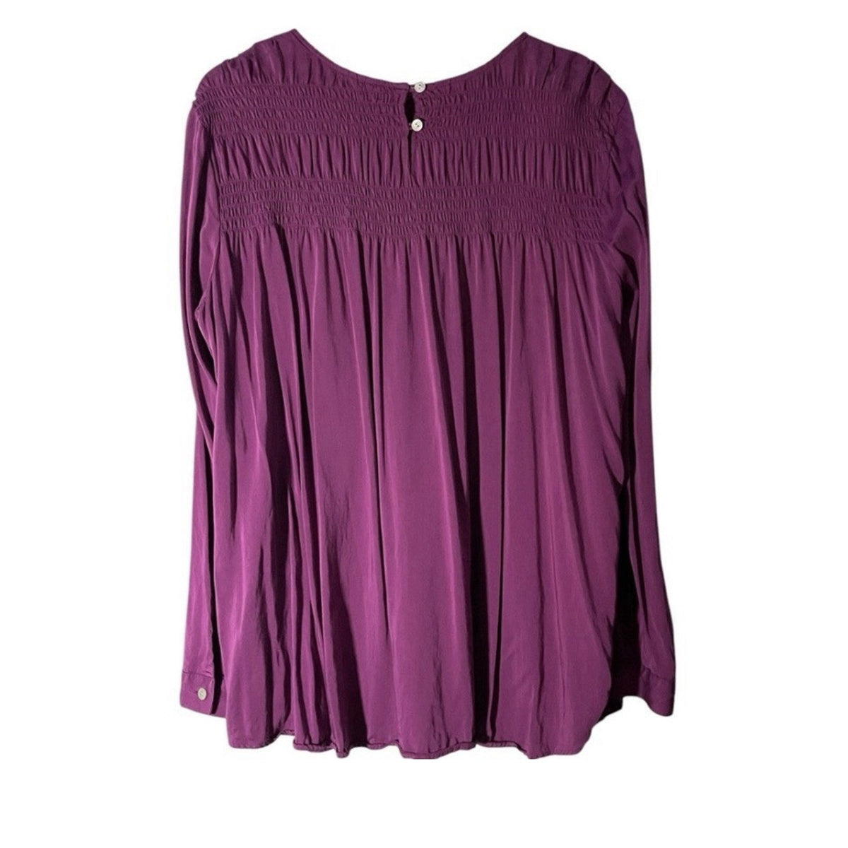 J. Jill Women's Purple Tunic Round Neck Top Ruching Blouse Shirt Size L Casual