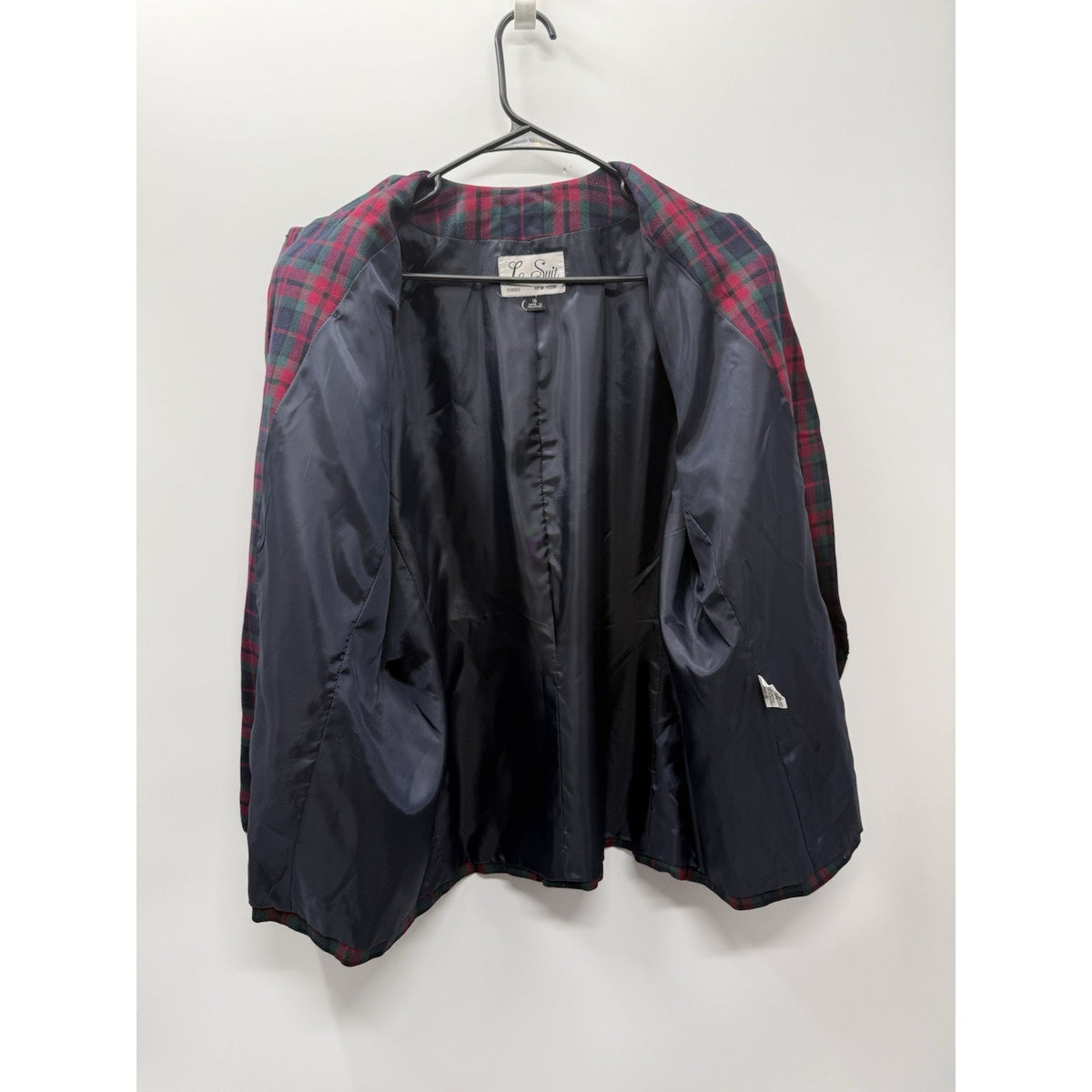 Le Suit 100% Rayon Plaid Blazer Jacket Womens 18 Red Green Tartan Gold Button