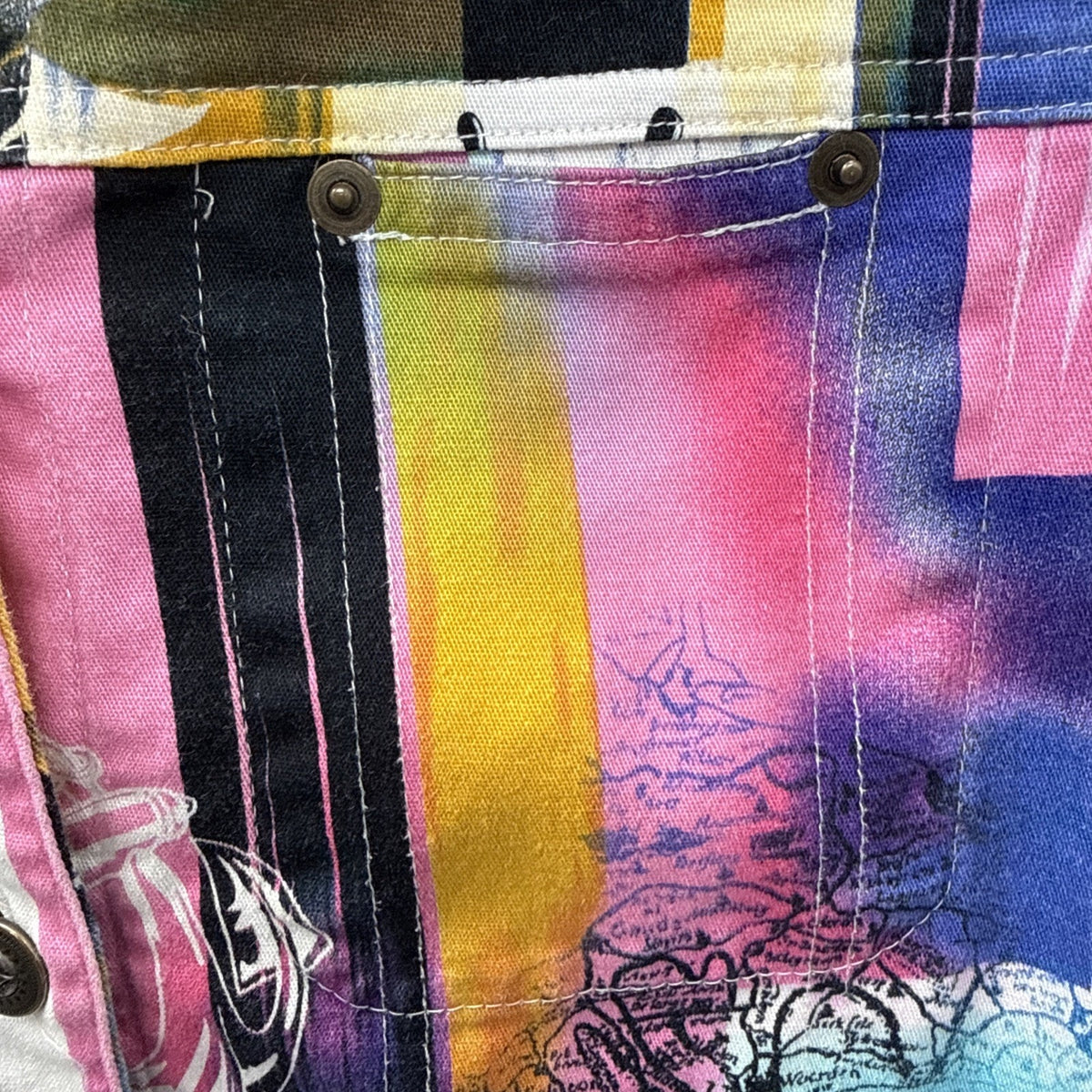 Kaktus Womens M Nautical Shirt Jacket Art To Wear Coastal Cruise Button Front