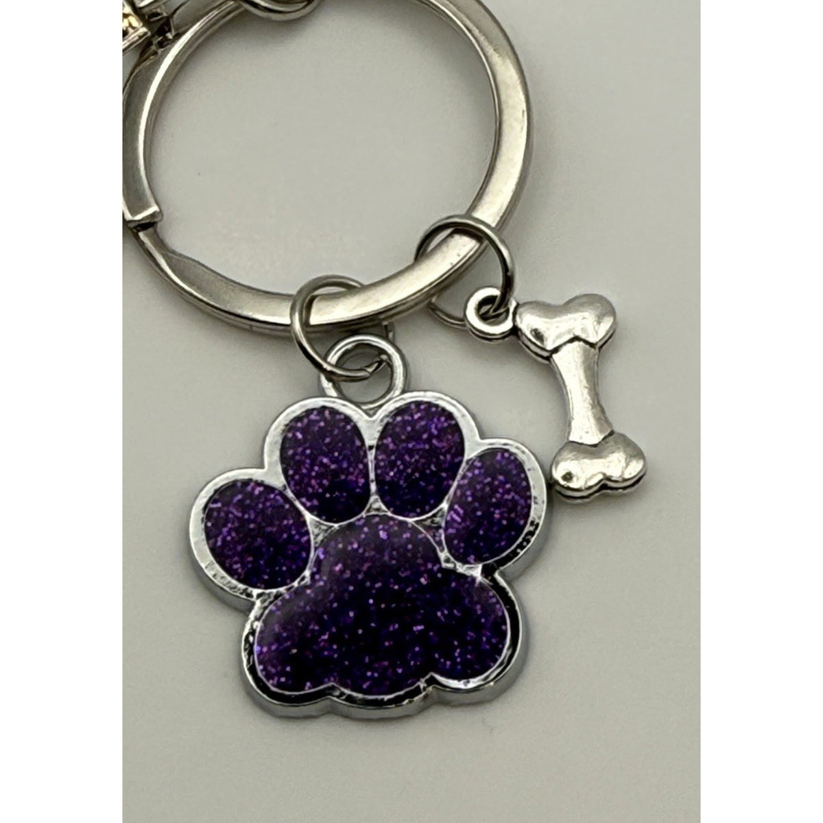 Midnight Purple Paw Print Dog Keychain Purse Charm Dog Lover Gift Handmade
