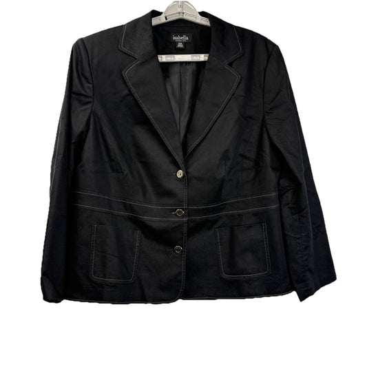 Isabella Blazer Jacket Womens Size 18W Black Career Basics Contrast Stitch