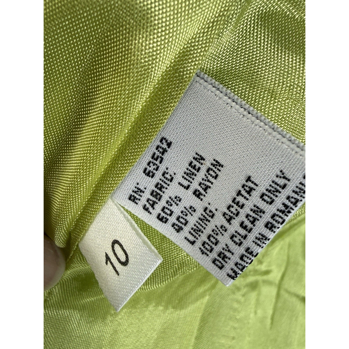 Giorgio Sant’Angelo Lime Green Linen Blazer Jacket Sz 10 Statement
