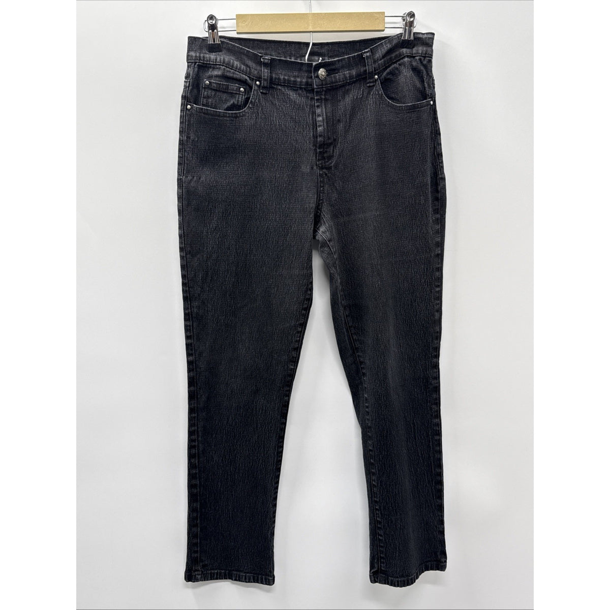 DG2 diane gilman Jeans Women Black Denim 5 Pocket Straight Leg Sz 10P