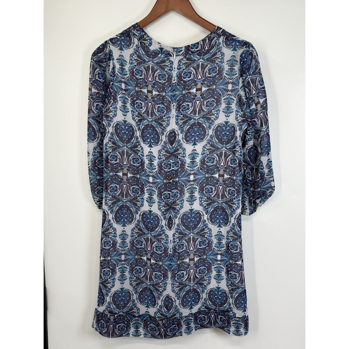 Eva Mendes Petite Floral Print Dress Women’s Blue Purple Small GUC