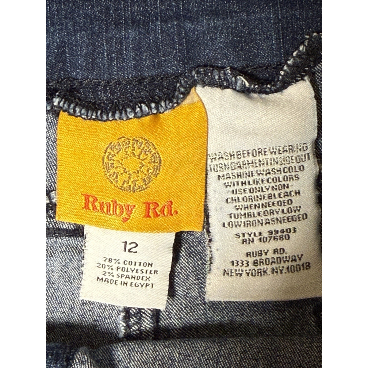 Ruby Rd Womens Jeans Size 12 Pull On Stretch Straight Leg Blue Denim 29 Inseam