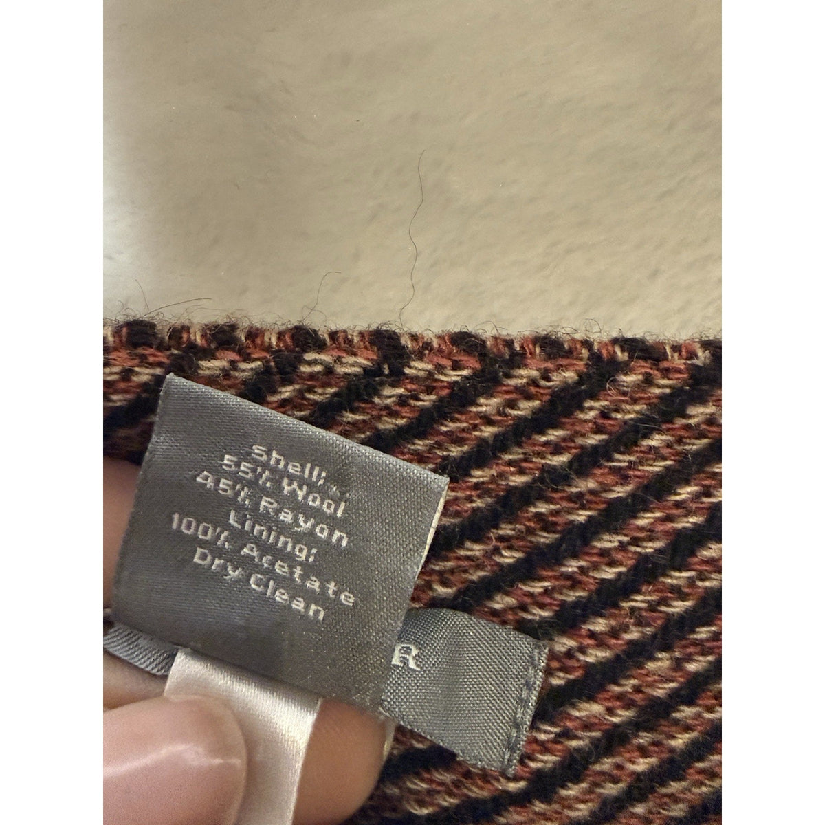 Ann Taylor Skirt Womens 8 Brown Wool Blend Striped Tweed Zip Pocket Mini