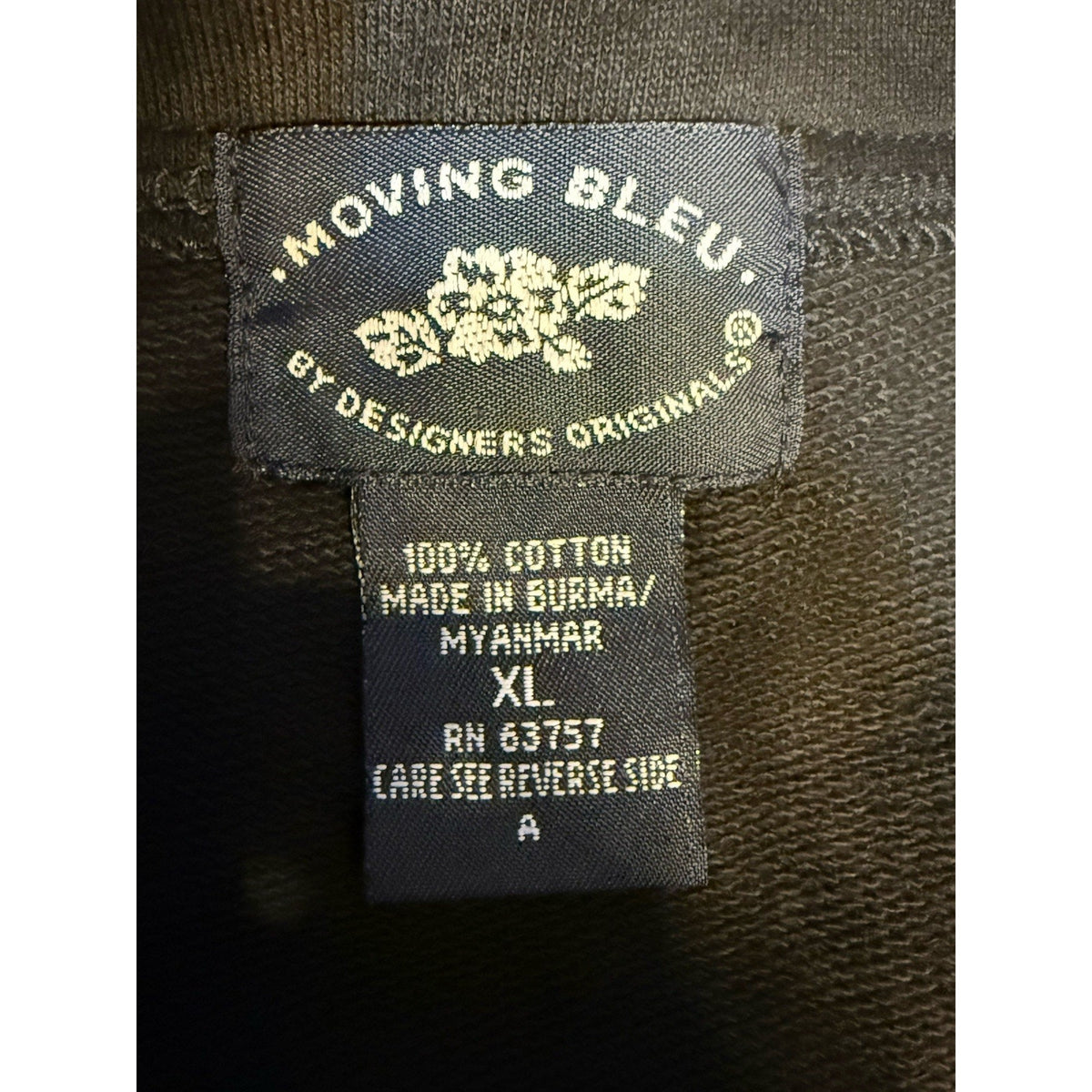 Moving Bleu Designers Originals Black Grommet Neck Top Women’s XL 3/4 Sleeve