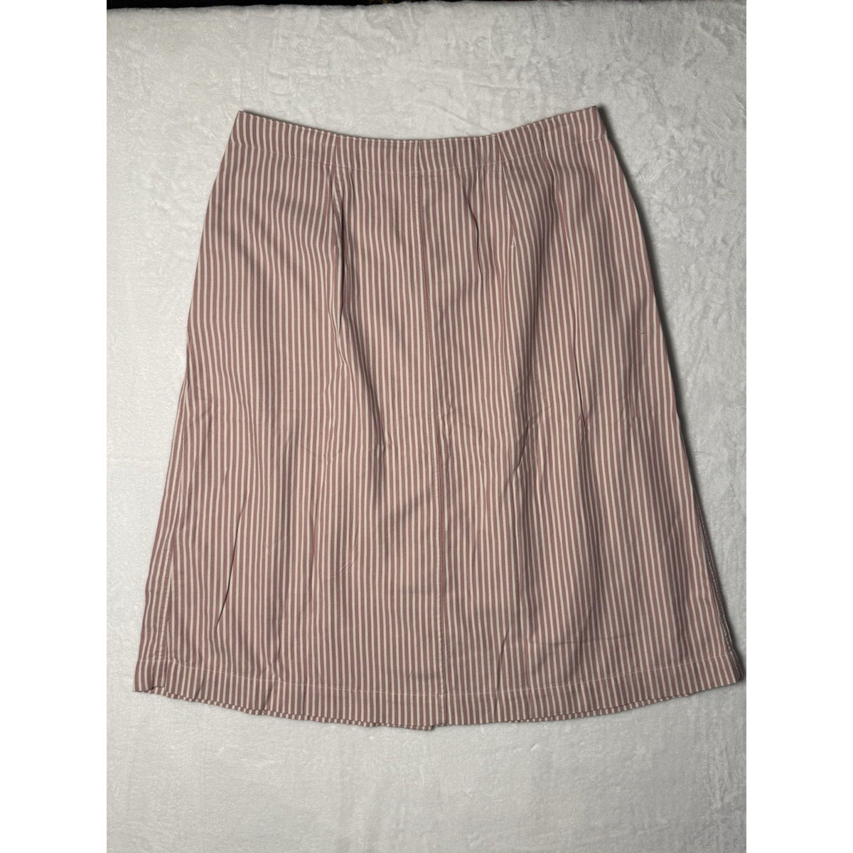 Talbots Petite Skirt 16P NWT Pink White Stripe Button Front Cotton Blend A Line