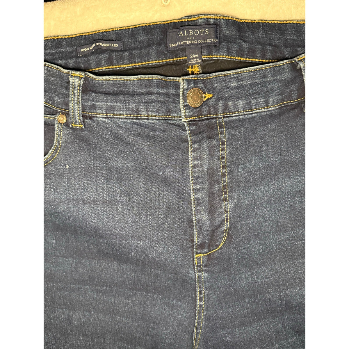 TALBOTS Denim Blue Jeans Women’s Size 24W 5 Pocket Straight Leg Dark Wash