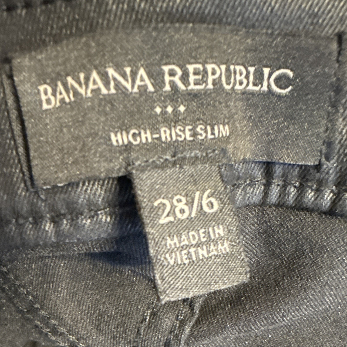 Banana Republic High Rise Slim Jeans 28/6 Black Coated Leather Look Stretch