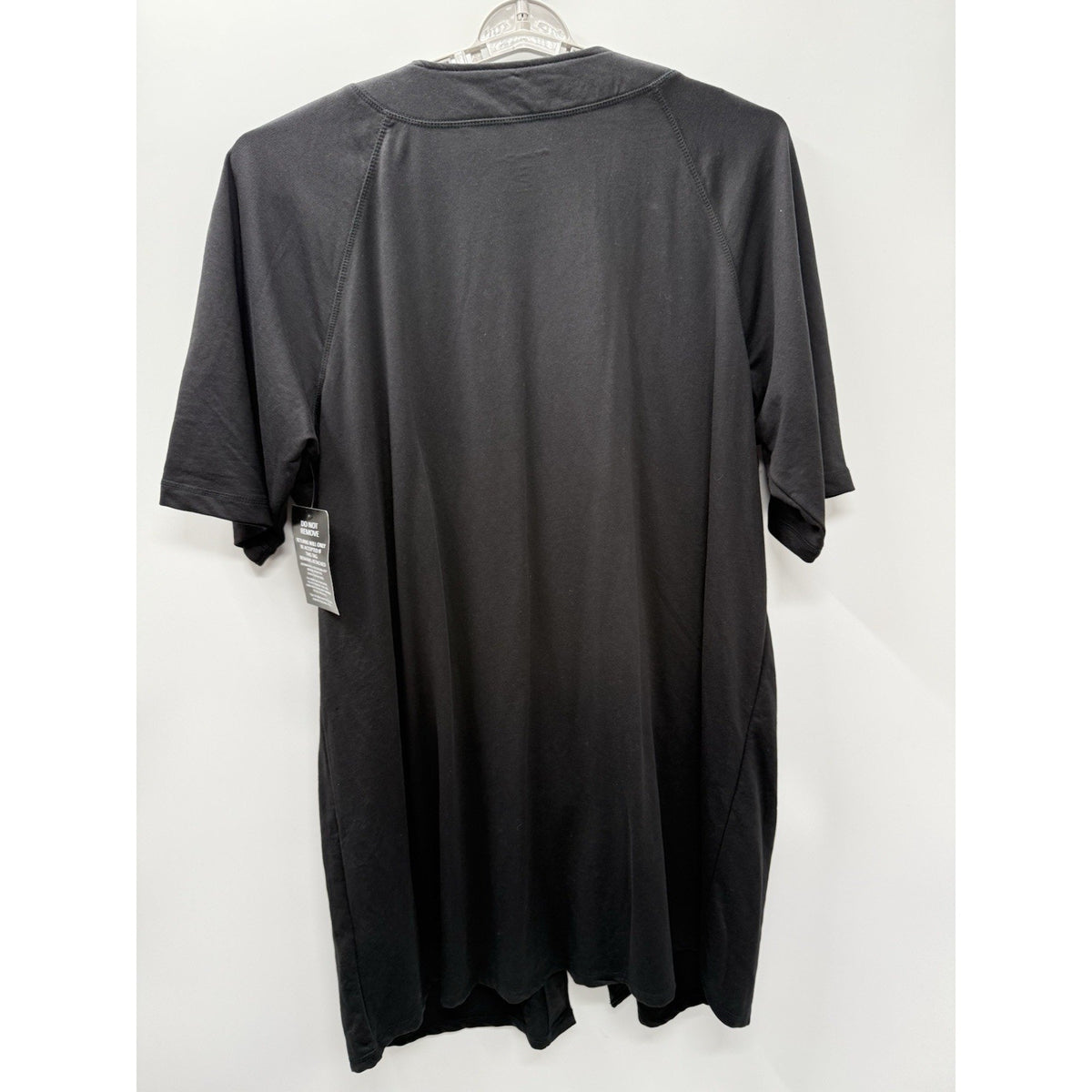Dreams & Co Women 1X 22/24 Black Zip Front Lounge Robe Duster Pockets Plus