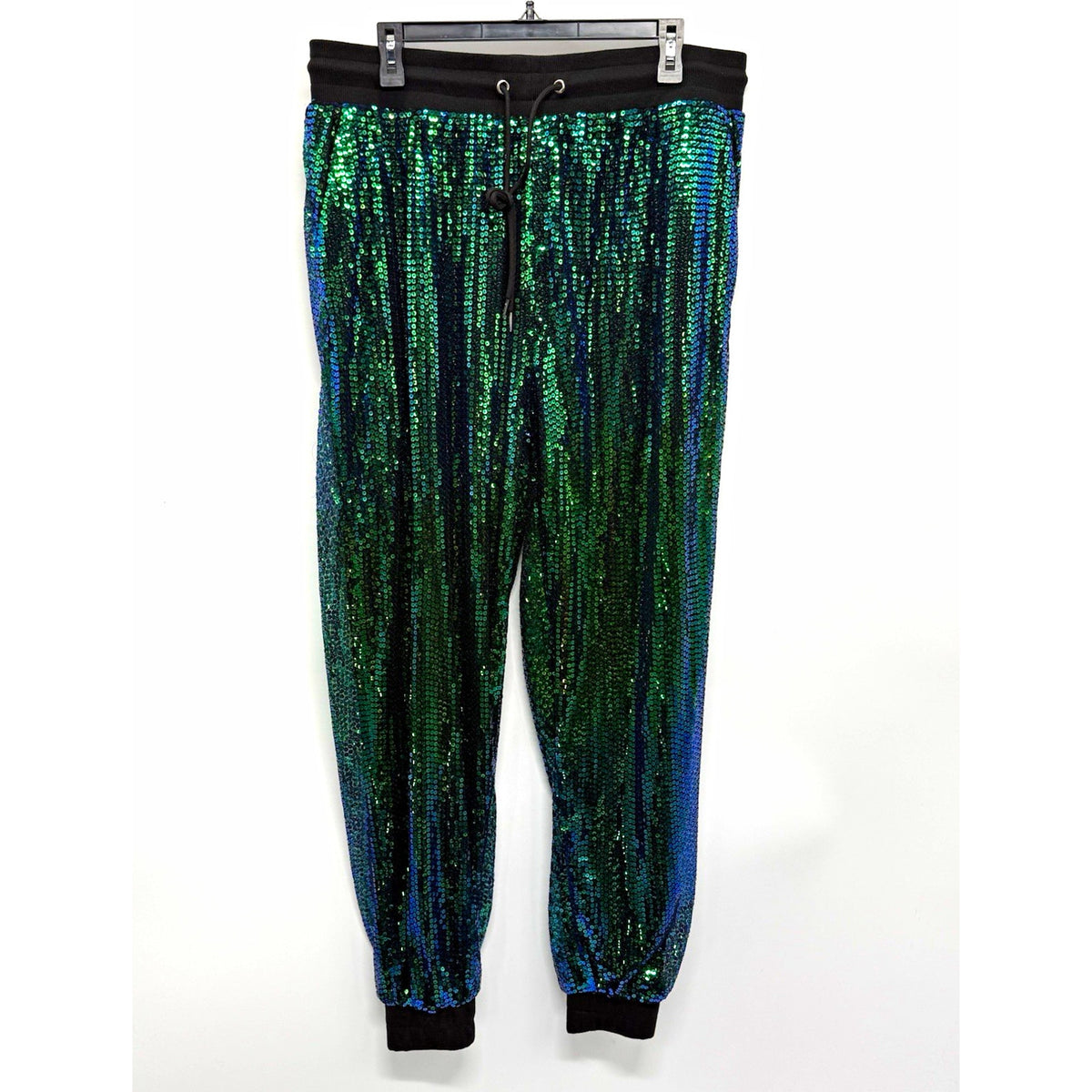 Ashley Stewart Sequin Jogger Pants Womens 18/20 Plus NWT Green Blue Sparkle