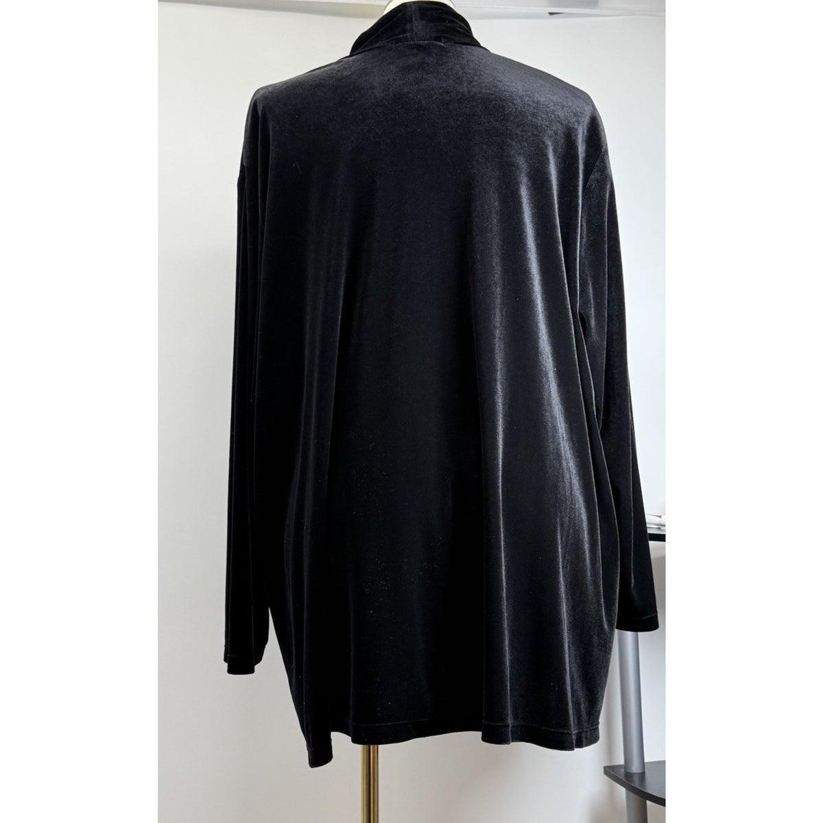 Notations Woman Black Velvet Open Front Cardigan 3X Stretch Drape Whimsigoth