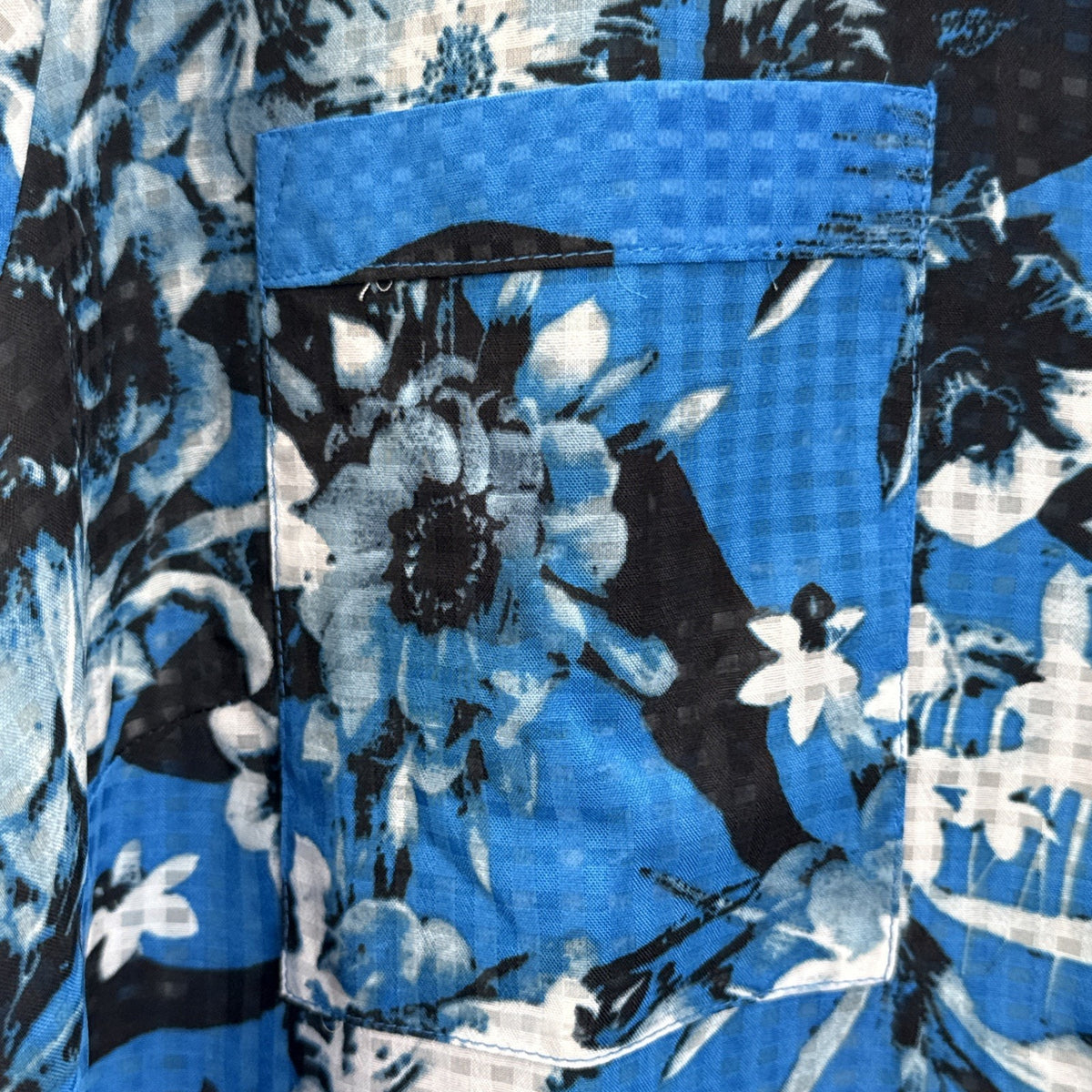 NY Collection Woman Blue Black Floral Blouse Top 3X Roller Tab Sleeve