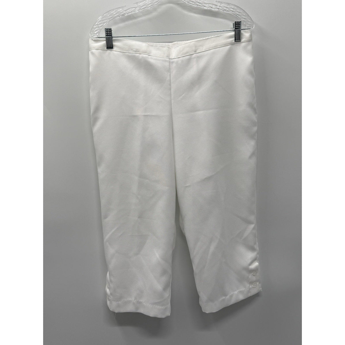 ALFRED DUNNER Women's White Pull-on Capri Pants 14P Back Elastic Front Pockets