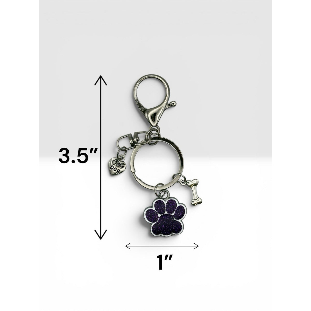 Midnight Purple Paw Print Dog Keychain Purse Charm Dog Lover Gift Handmade